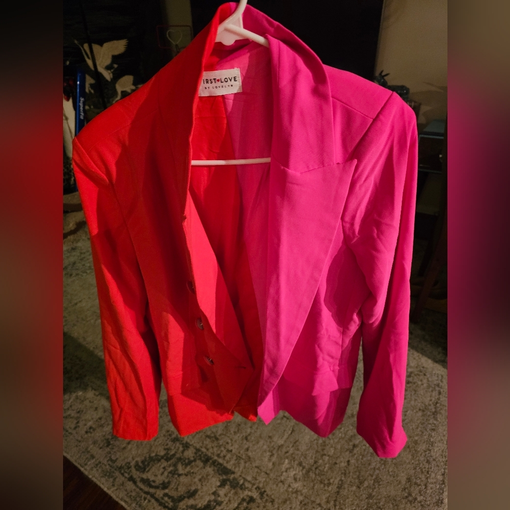 Pink and Red Blazer, Size Medium
